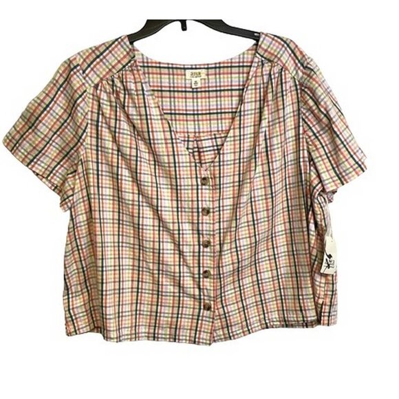 a.n.a Tops - a.n.a. Gingham Top Size OX, 14-16W (2323)